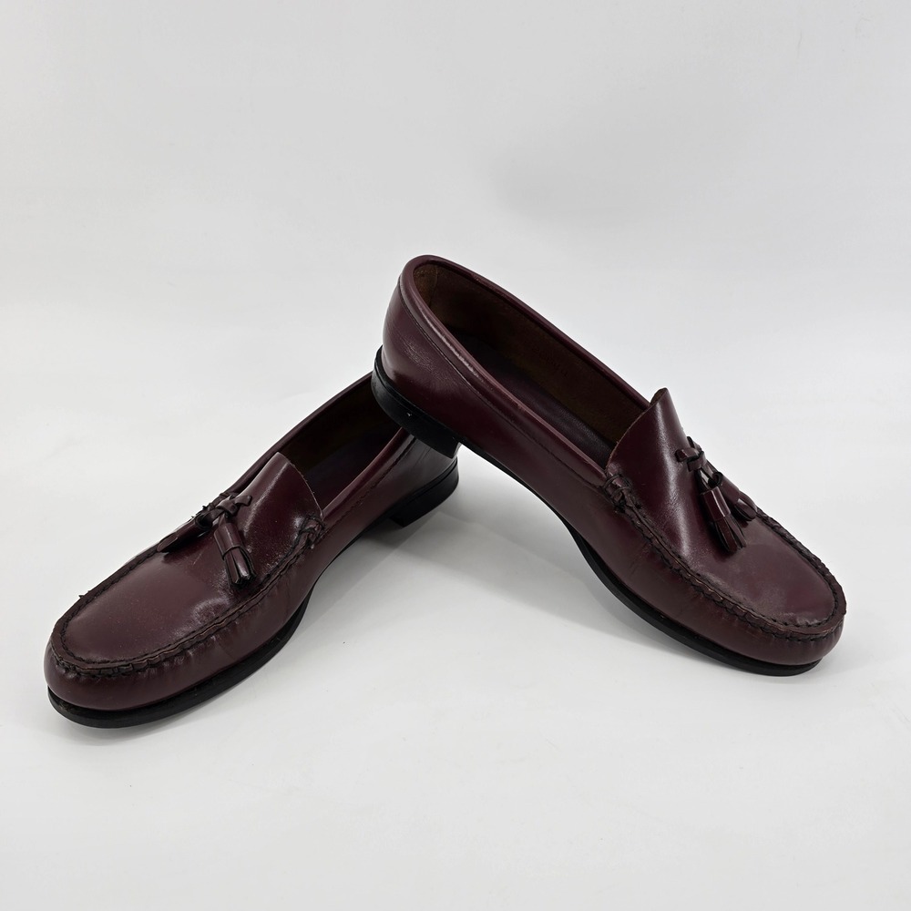 Bass Tassel Loafers Mens Leather Moc Toe Dress Shoes Burgundy 8 B